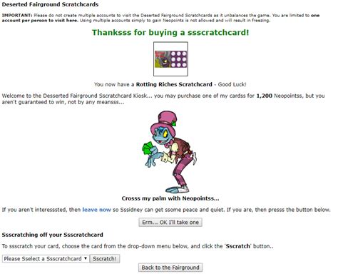 YES! Rotting Riches Scratchcard! : r/neopets .